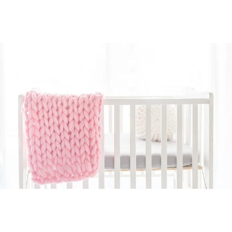 Lane and Mae Chunky Knit 100% Merino Wool Baby Blanket