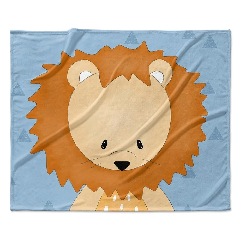 LION TRIANGLE BLUE Ultra Soft Baby Blanket By Kavka Designs - 40X30