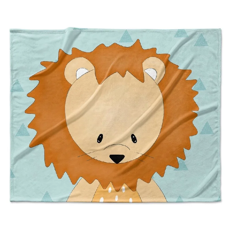 LION TRIANGLE TEAL Ultra Soft Baby Blanket By Kavka Designs - 40X30