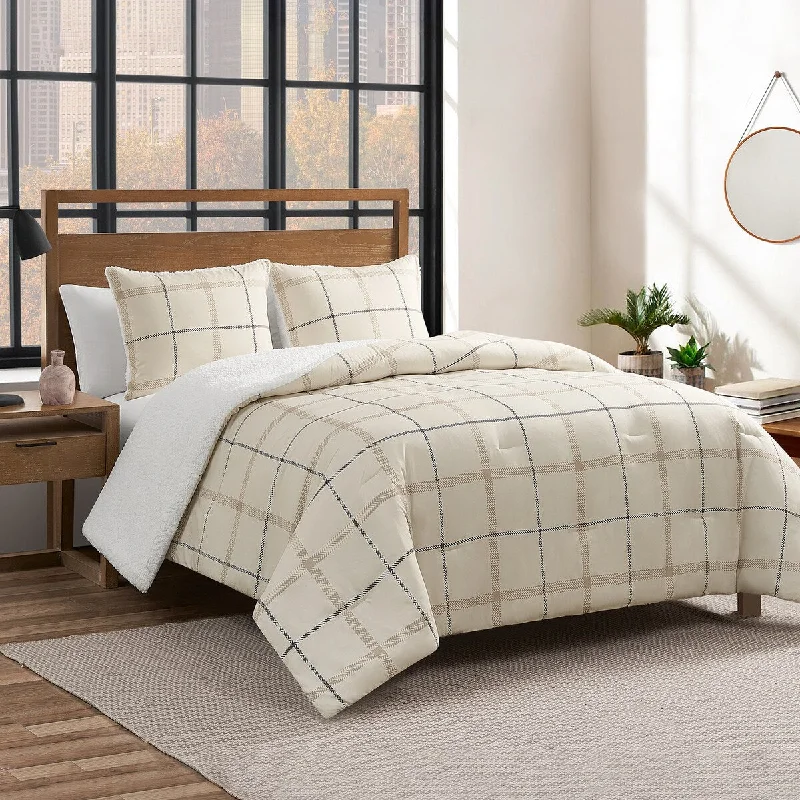 Lucky Brand Plaid Sherpa Reversible Comforter Sets