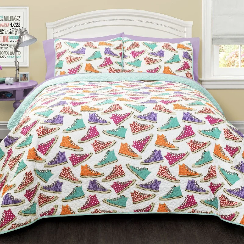 Lush Decor Canvas Shoes 3 Piece Quilt Set