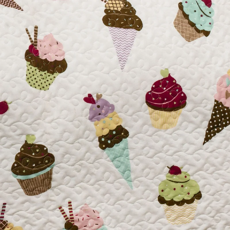 Lush Decor Cupcake and Ice Cream Print 3-Piece Quilt Set