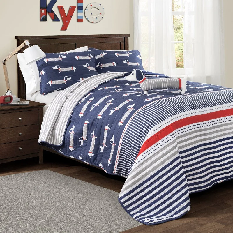 Lush Decor Sausage Dog 4-piece Quilt Set