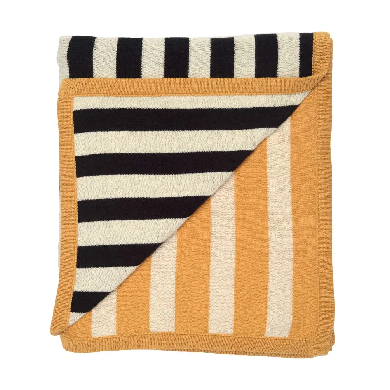 Marigold-Black Dual Stripe Throw