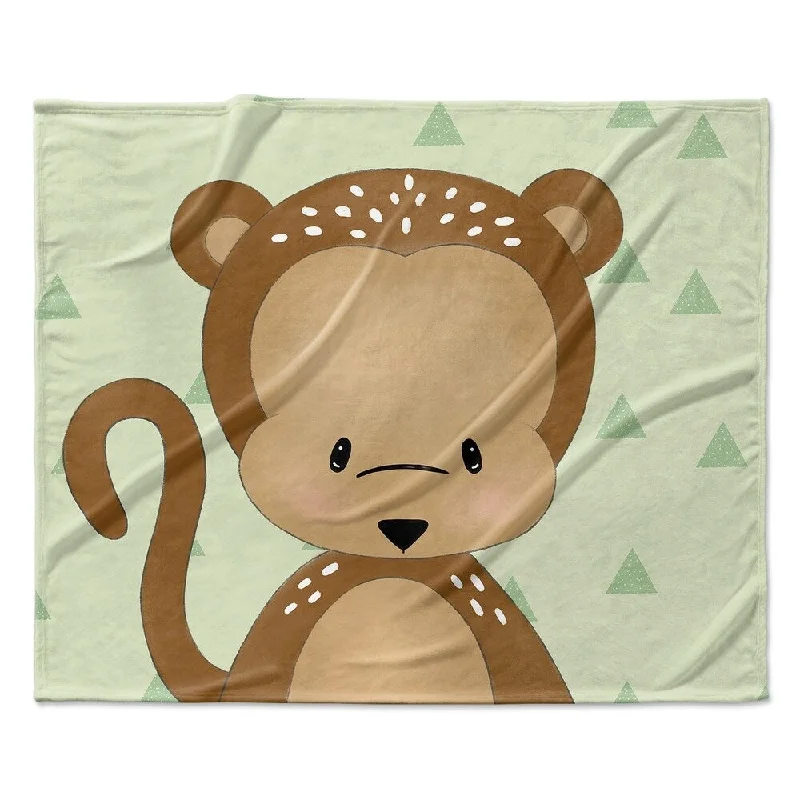 MONKEY TRIANGLE BABY GREEN Ultra Soft Baby Blanket By Kavka Designs - 40X30