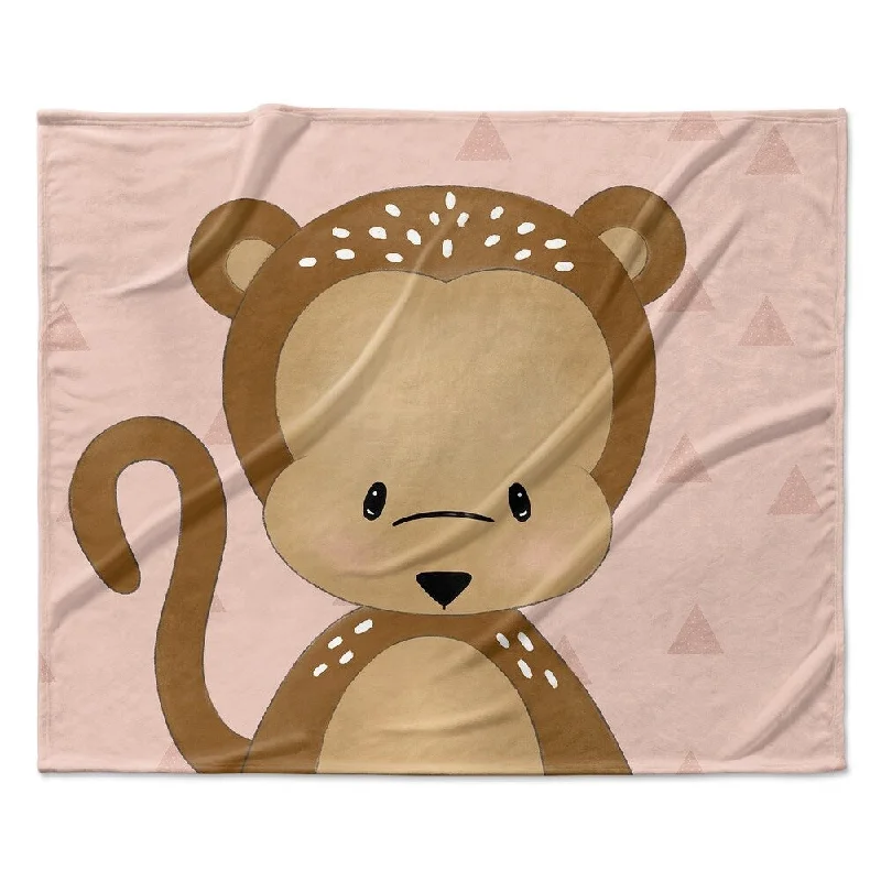 MONKEY TRIANGLE BLUSH Ultra Soft Baby Blanket By Kavka Designs - 40X30