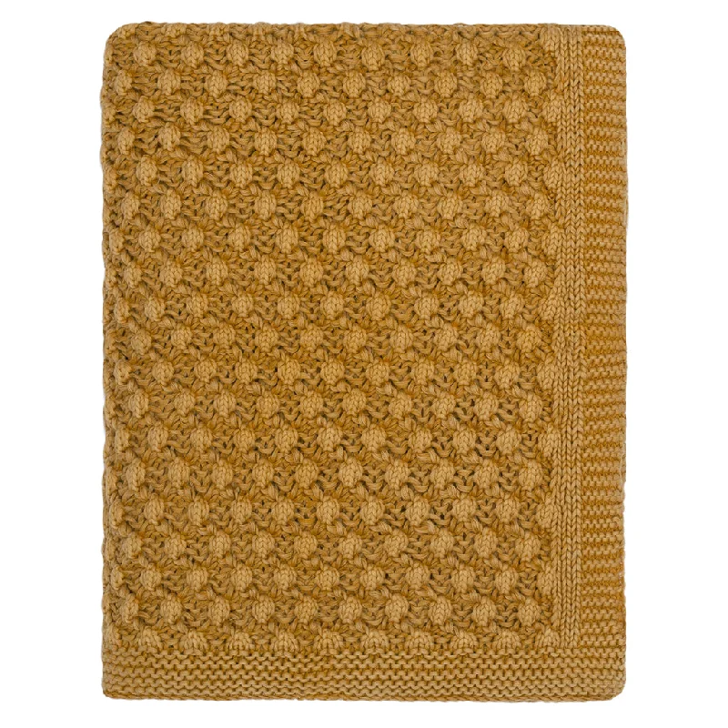 Mustard Bubble Knit Throw