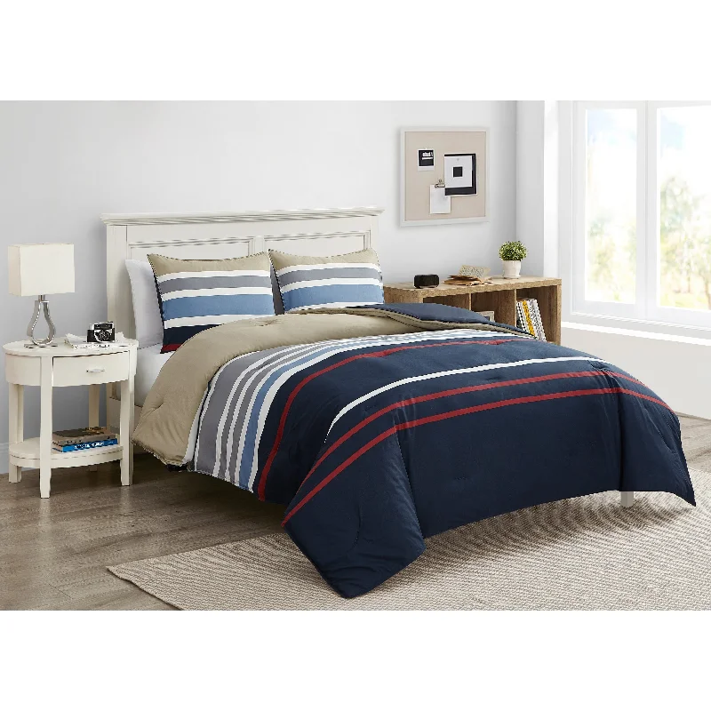 Nautica Bradford Reversible Cotton Navy Comforter Set