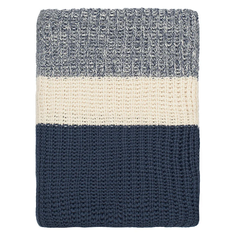 Navy Banded Edge Throw