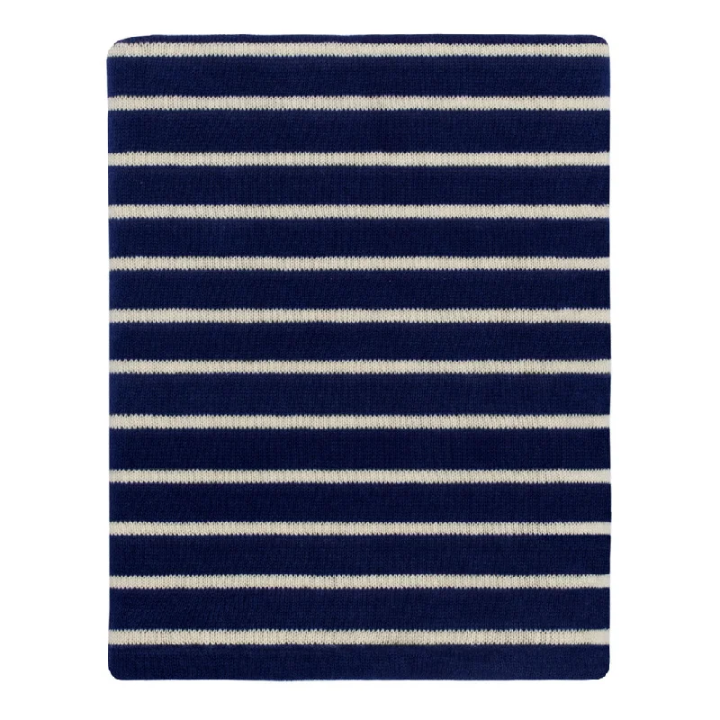 Navy Nautical Stripes Patterned Throw  