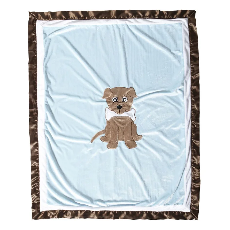 One Grace Place Puppy Pal Boy's Blue/ Brown Toddler Quilt