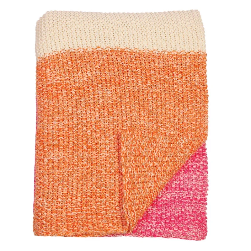 Orange Tri-Colored Block Throw