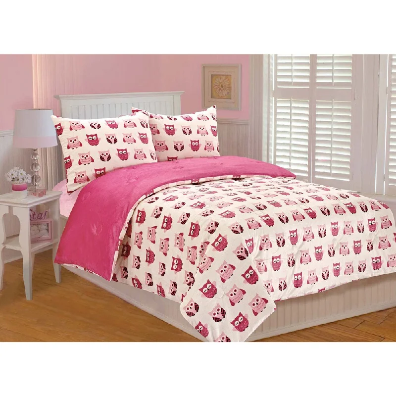 Orly Owl Printed Microplush 3-piece Comforter Set