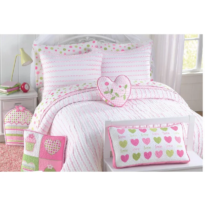 Pink Heart 3-piece Quilt Set