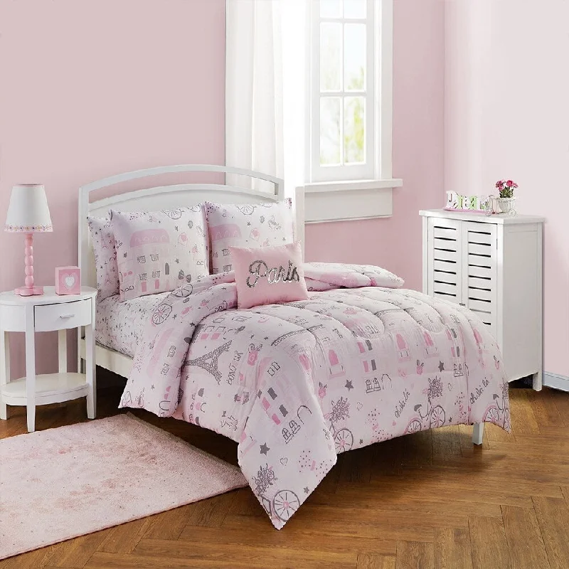 Porch & Den Countryside Pink Paris Pattern Comforter Set