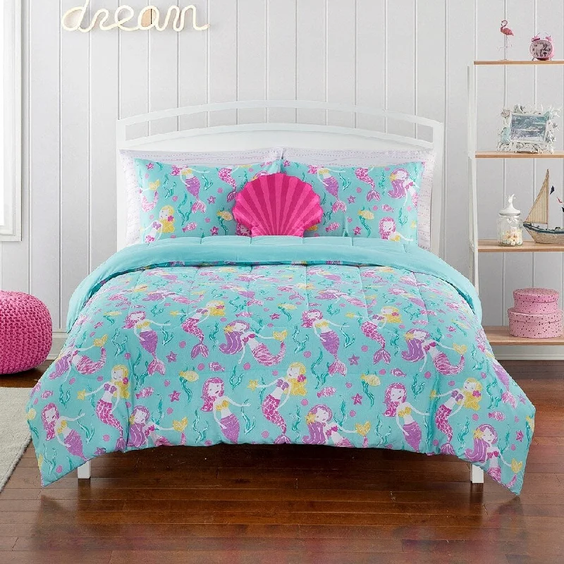 Porch & Den Countryview Seafoam/ Pink Mermaid Pattern Comforter Set