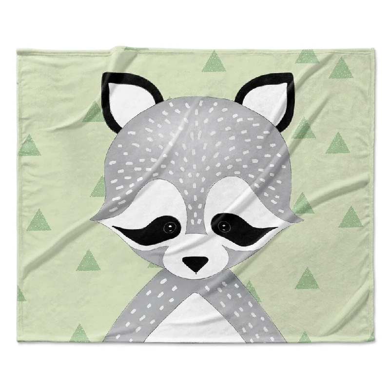 RACOON TRIANGLE BABY GREEN Ultra Soft Baby Blanket By Kavka Designs - 40X30