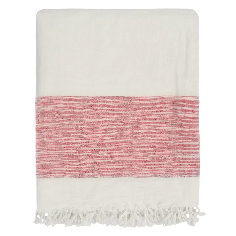 Red Colorblock Linen Throw