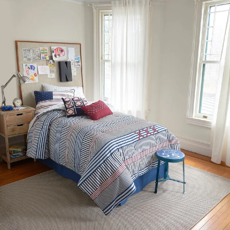 Stripey Stripes Comforter Set - blue and red plaid