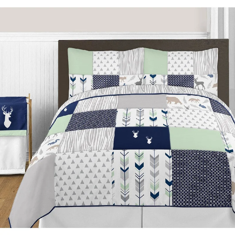 Sweet Jojo Designs Navy and Mint Woodsy Collection Full/Queen 3-piece Comforter Set