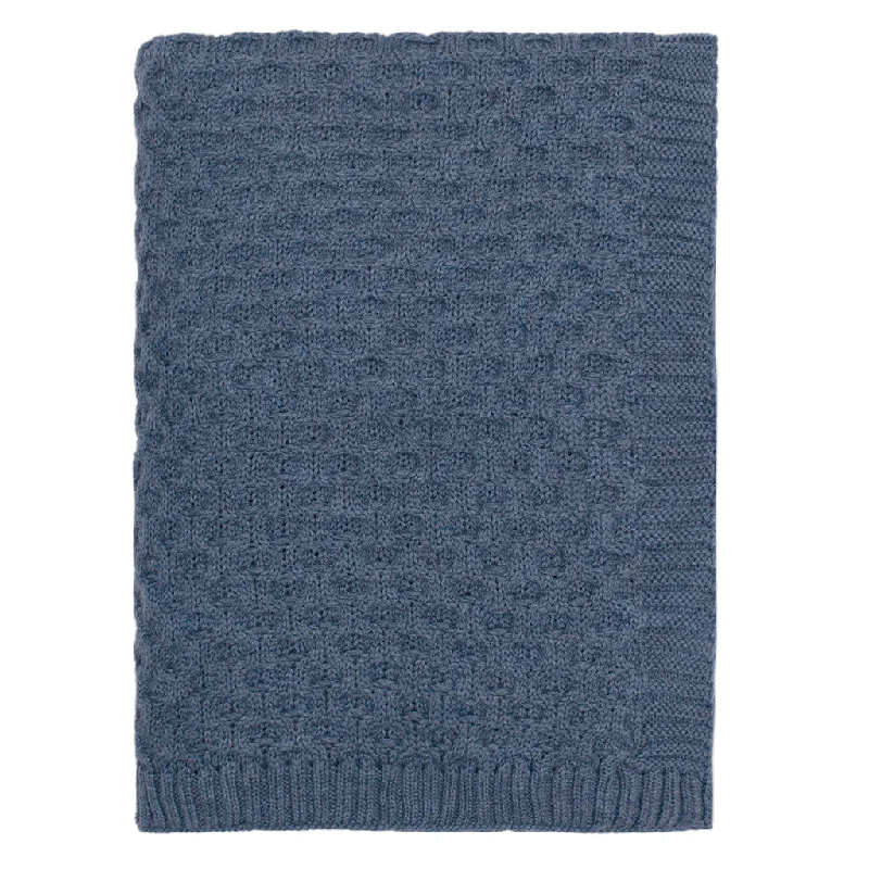 The Blue Textured Honeycomb Merino Wool Throw