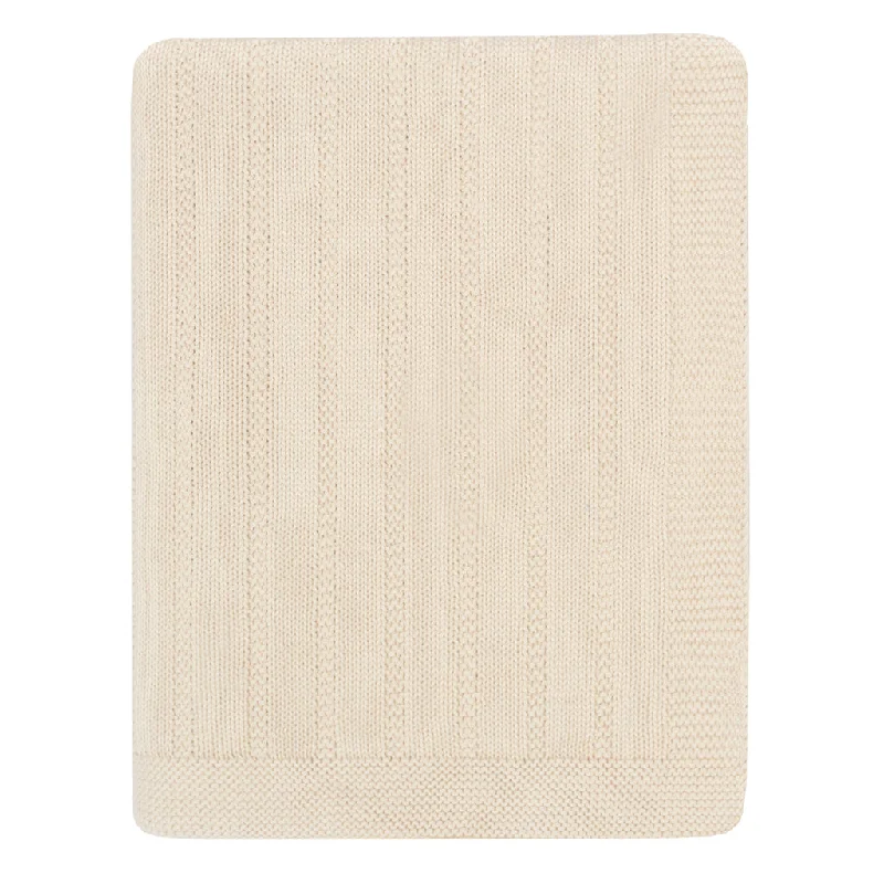 The Cream Border Ribbed Knit Throw