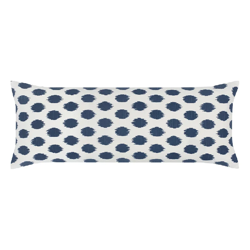 The Dusk Blue Ikat Dot Extra Long Lumbar Throw Pillow