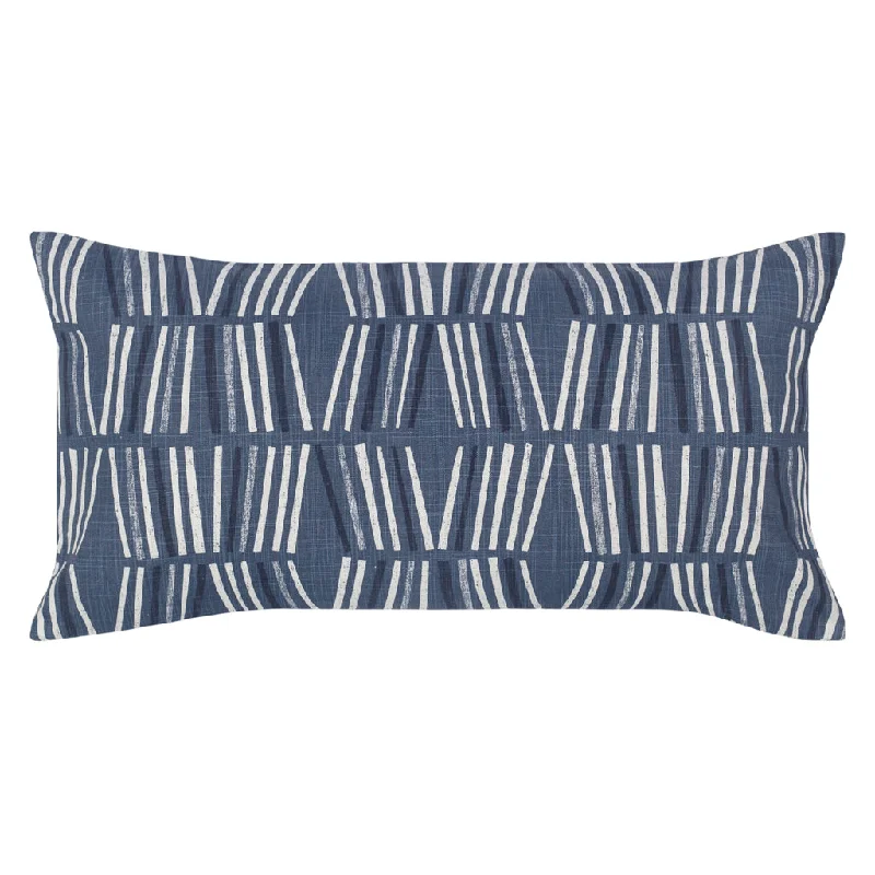 The Navy Abstract Lines Throw Pillow