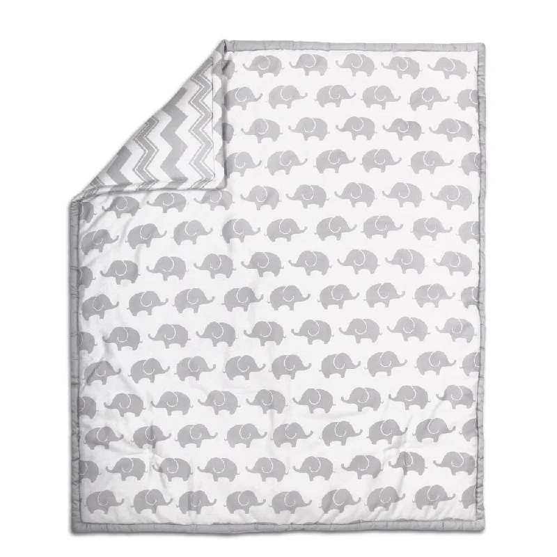 The Peanut Shell Elephant Cotton Quilt in Grey