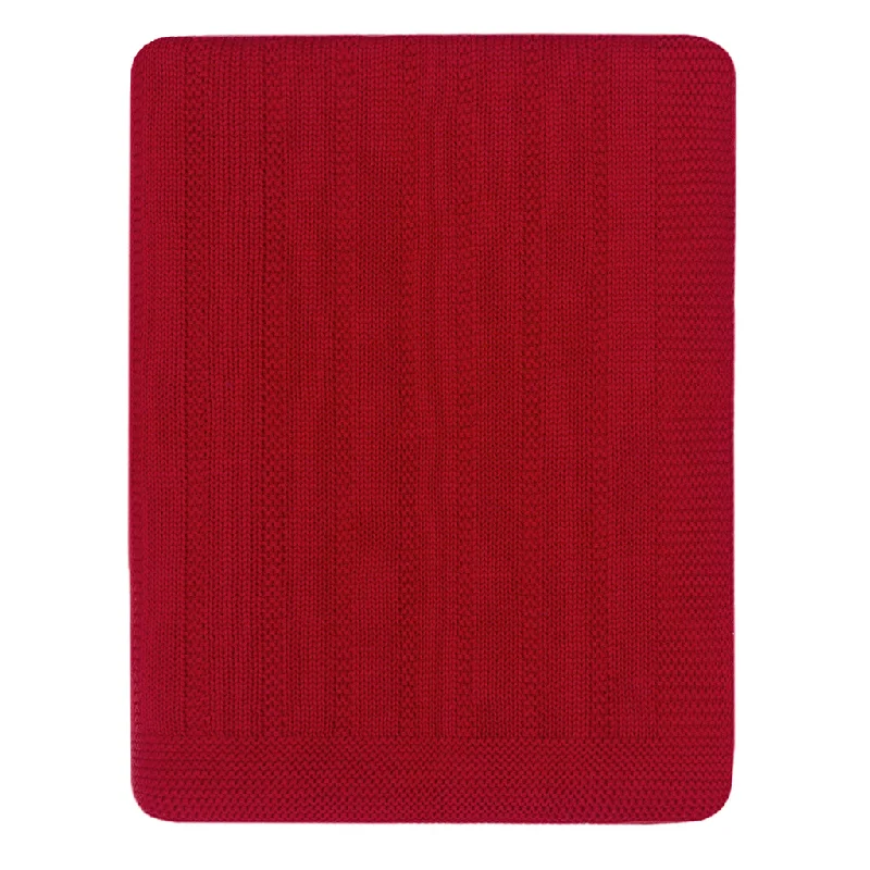 The Red Border Ribbed Knit Throw