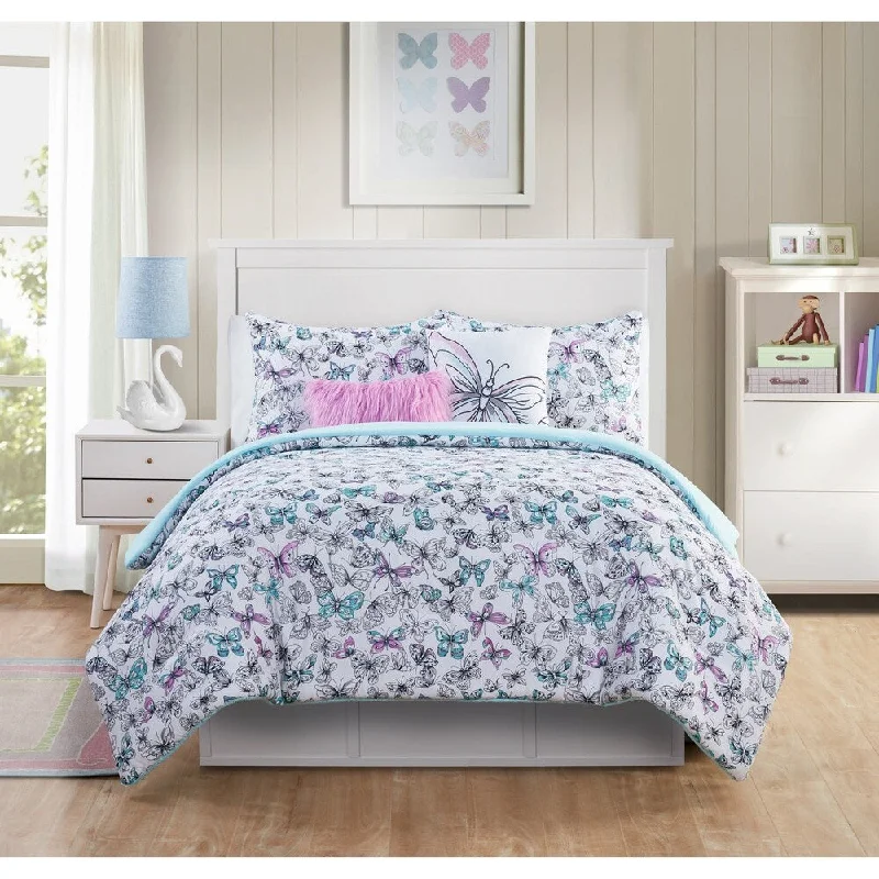 VCNY Home Fly Free Reversible Butterfly Comforter Set