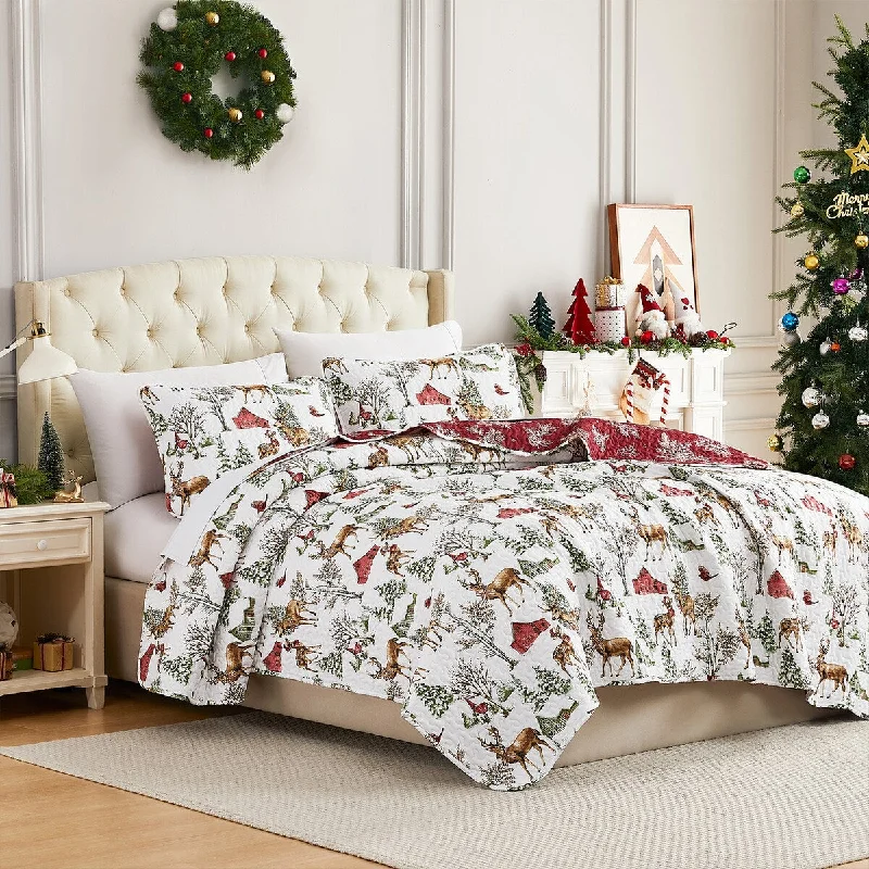 White Christmas Oversized 3-piece Quilt Set