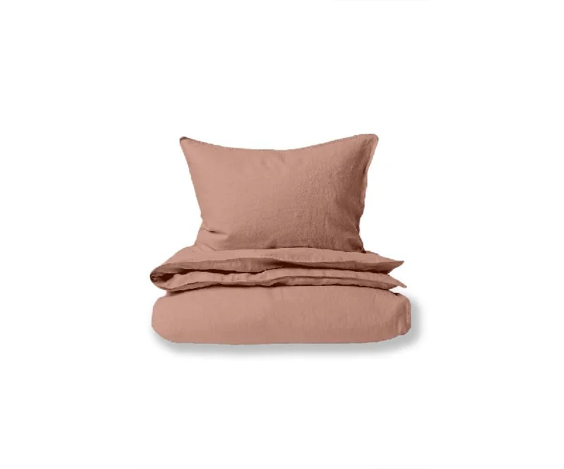 Laila Linen Duvet Cover + Shams Set - Desert Rose