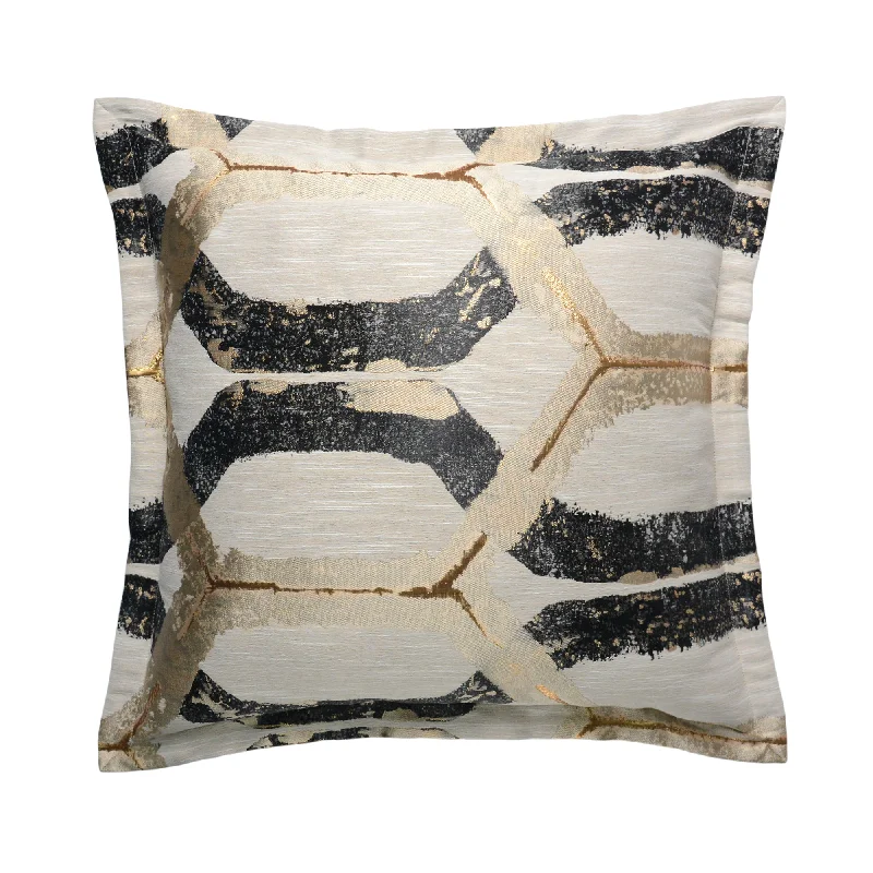 Noir Black Geometric Euro Sham