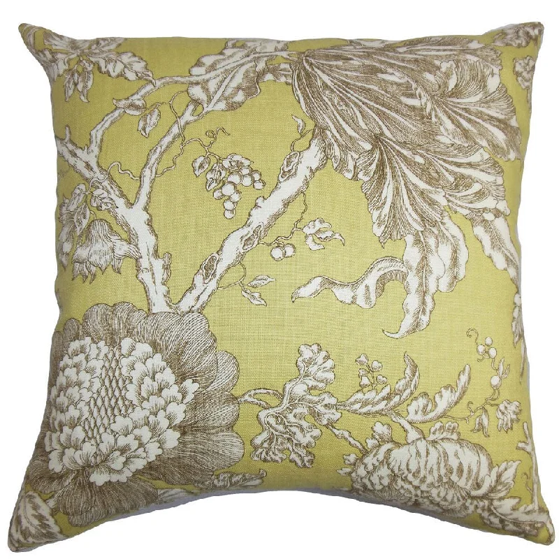 Panthea Floral Euro Sham Yellow Brown