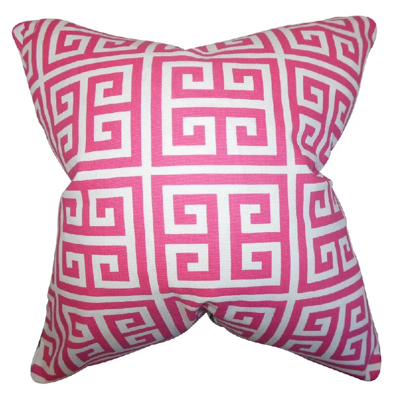 Paros Greek Key Euro Sham Candy Pink