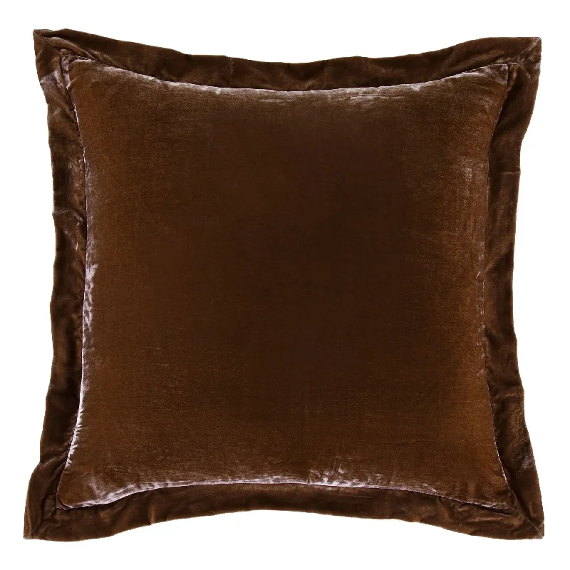 Stella Copper Brown Faux Silk Velvet Euro Sham