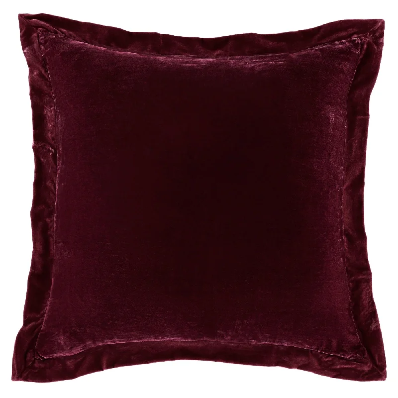 Stella Garnet Red Faux Silk Velvet Flanged Euro Sham