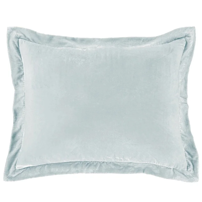 Stella Icy Blue Faux Silk Velvet Flanged Dutch Euro Sham