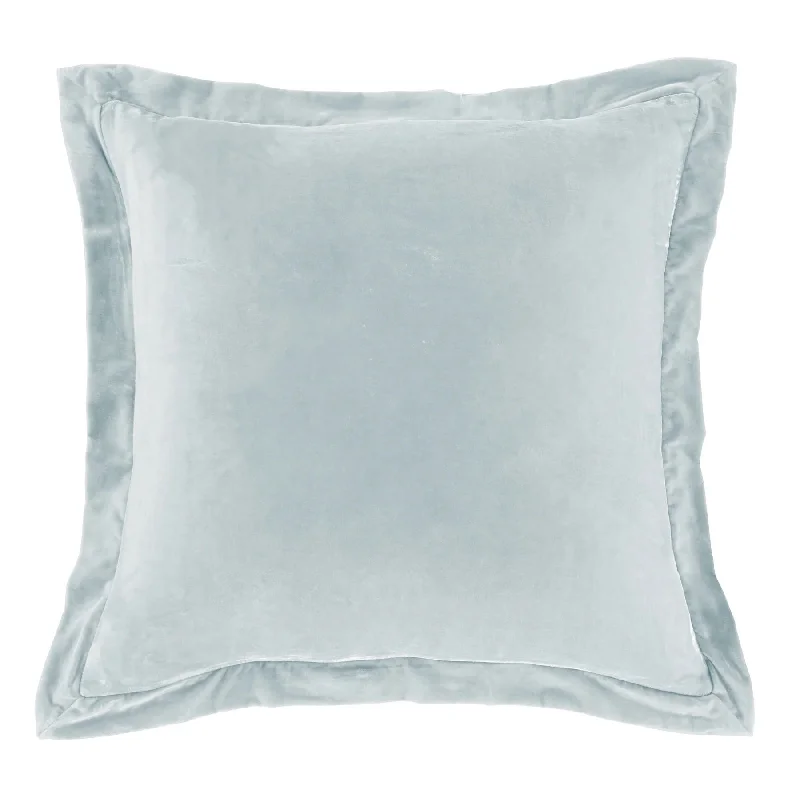 Stella Icy Blue Faux Silk Velvet Flanged Euro Sham