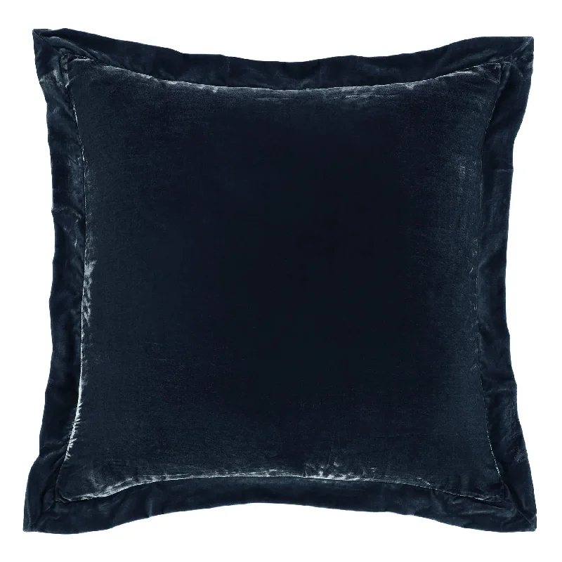 Stella Midnight Blue Faux Silk Velvet Flanged Euro Sham