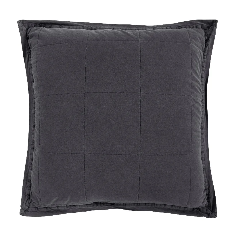 Stonewashed Charcoal Cotton Canvas Euro Sham